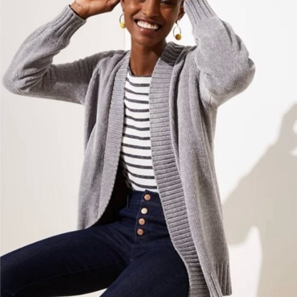 Loft loft Lime green Chenille Open Cardigan - Picture 5 of 6